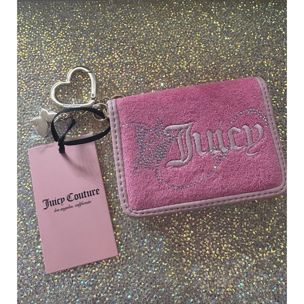 Juicy Couture Pink Suede Wallet with Heart Keychain –‎ New with Tags
